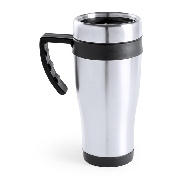 Carson taza de acero inox de 450ml de capacidad con cuerpo de acabado brillante con accesorios a juego.