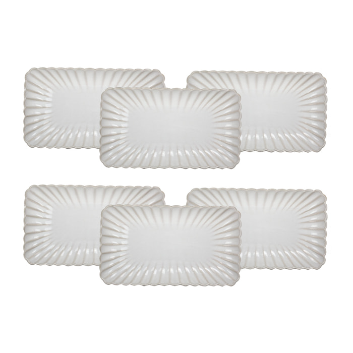 Lot de 6 petites assiettes rectangulaires, Coquillage