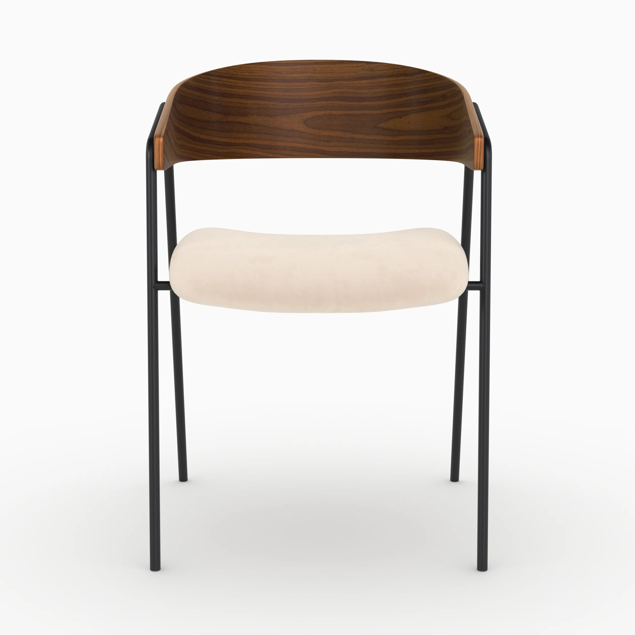 Lot de 2 chaises en velours blanc cassé et bois de noyer - Esmée