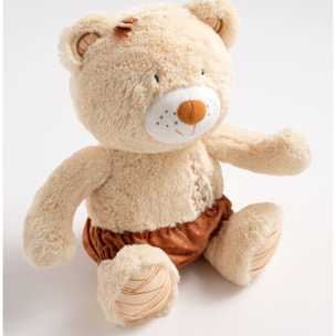 Peluche ours beige avec détails brodés