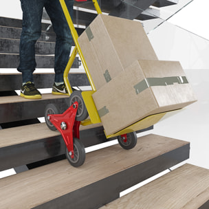 Carrello A Mano Montascale Portapacchi Portata Max 200 Kg Carrellino Pieghevole Acciaio Tubolare Ruote In Gomma Trasporto Pacchi 112x61x44 Cm Giallo