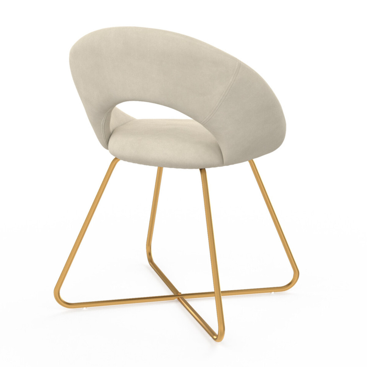 Chaises Malone en velours - Crème - pieds dorés