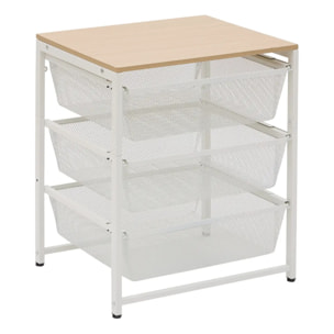 Colonne de rangement Meshy rectangulaire H.72,5cm 3 tiroirs blanc