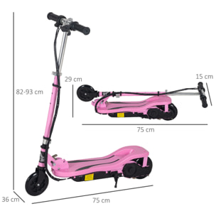 Patinete Eléctrico Plegable Metal 75x36x82-93 cm Rosa
