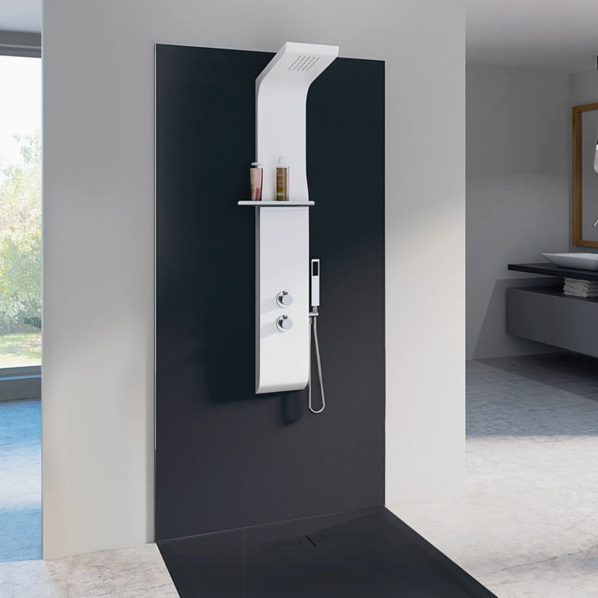 KINEDO Colonne de douche avec mitigeur thermostatique Aquamoon blanc