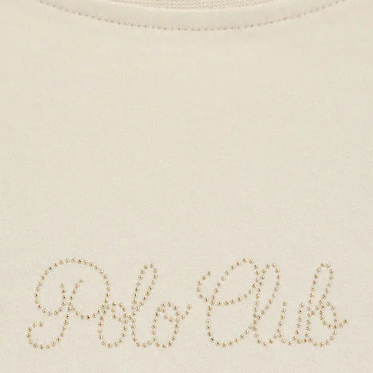 Maglietta crema a maniche corte con brillantini Polo Club