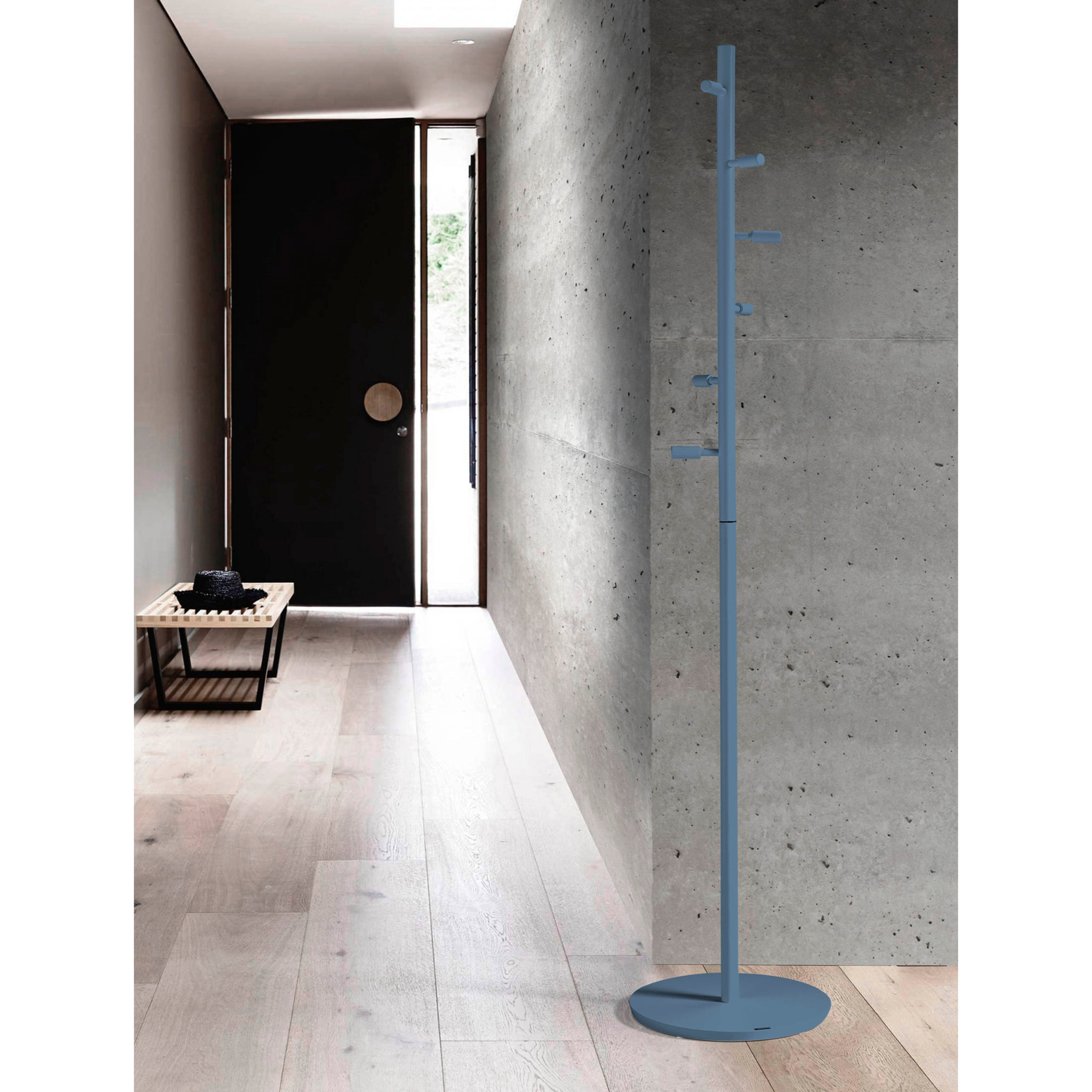 Perchero Espiral madera haya azul 182x37x37 cm