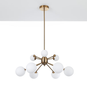 Suspension Tomasucci LUCKY, en acier et verre, blanc