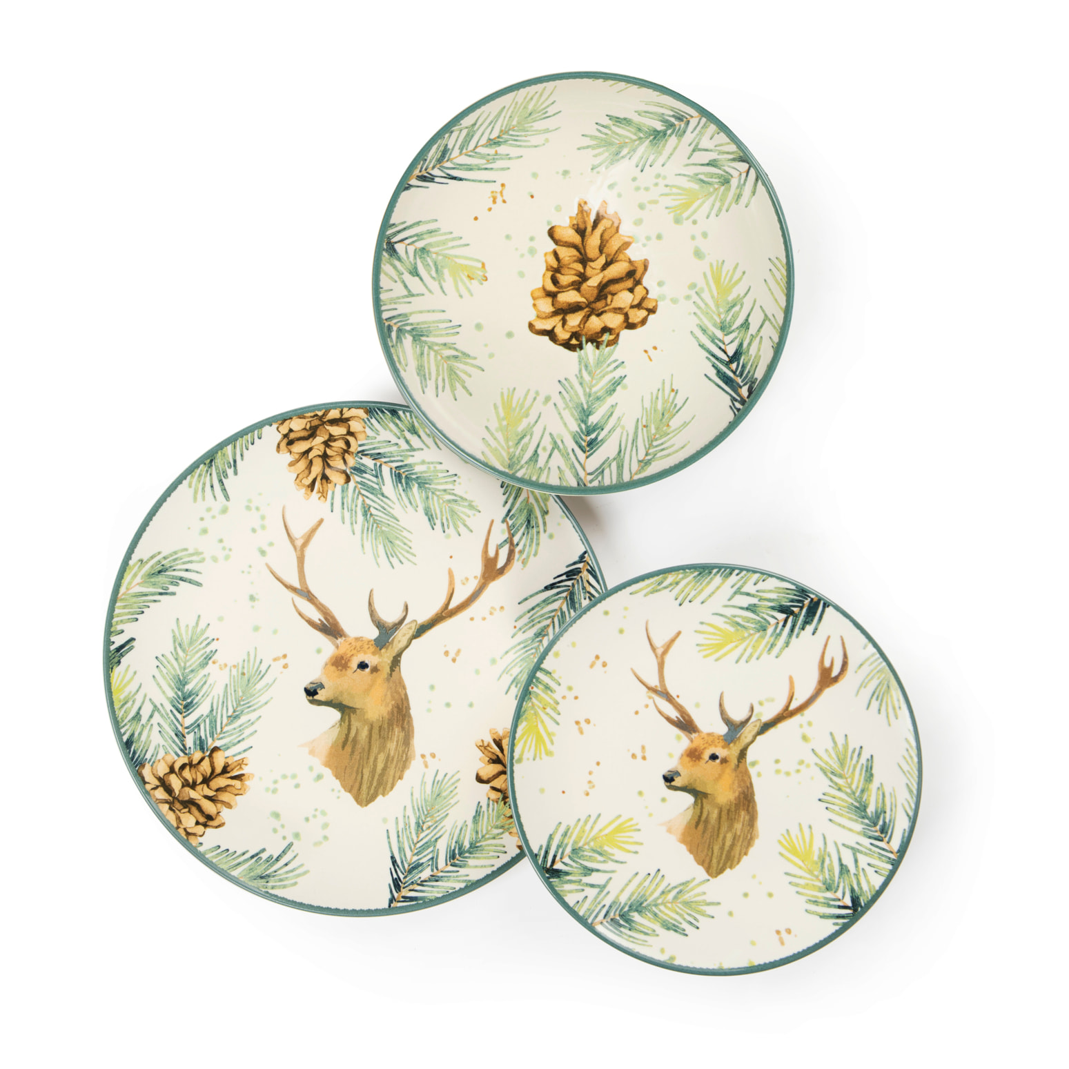 Service 12 assiettes Excelsa Nordic Deer, céramique, multicolore