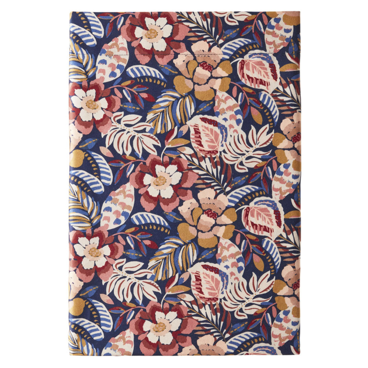 Drap plat imprimé en satin de coton, FOLK FLOWERS, Multicolore