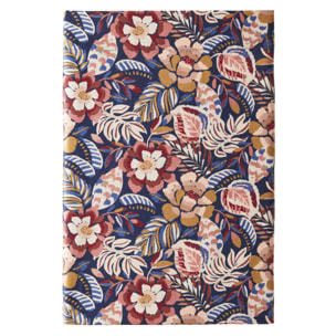 Drap plat imprimé en satin de coton, FOLK FLOWERS, Multicolore