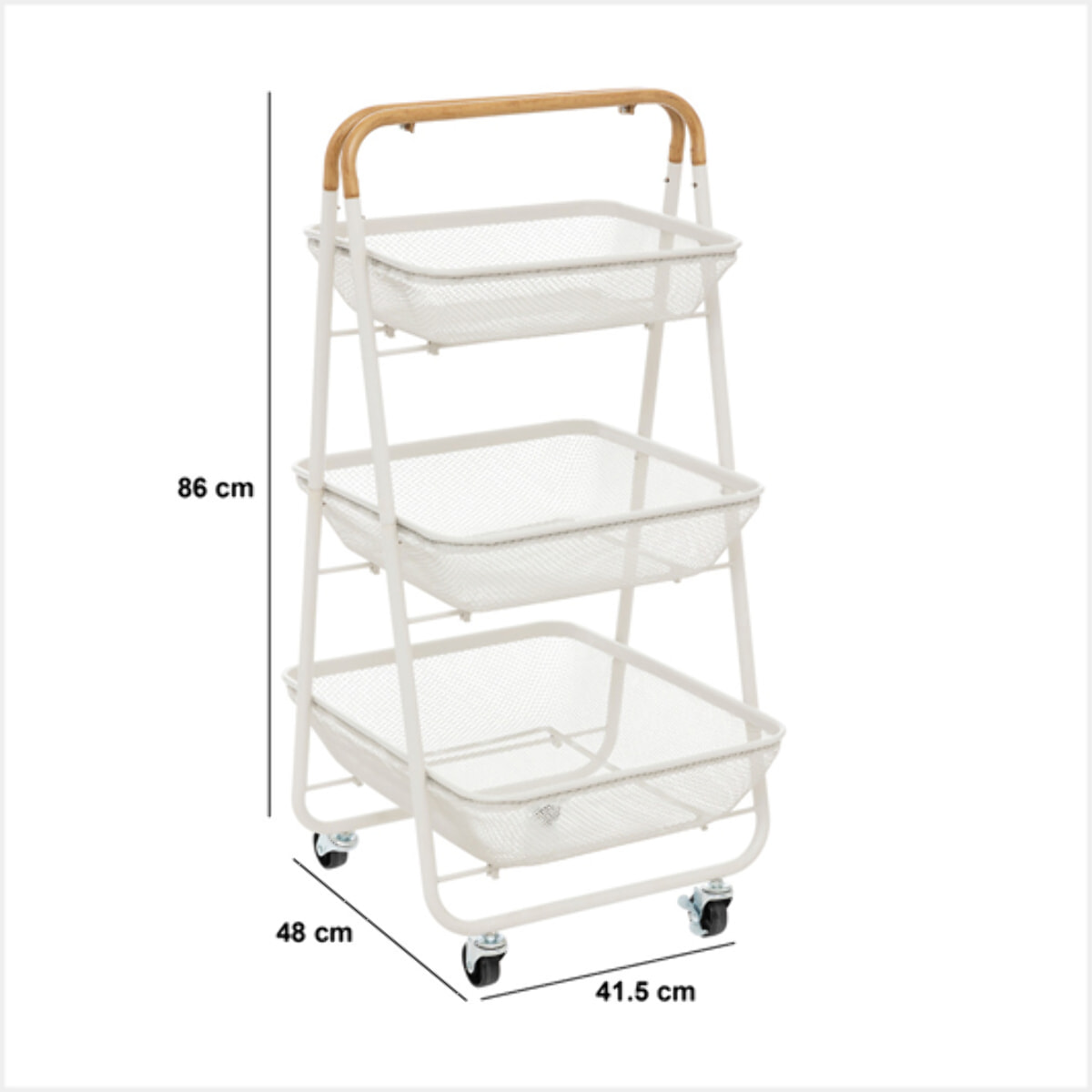 Desserte à roulettes "Mayaj" 3 niveaux 48x41,5cm