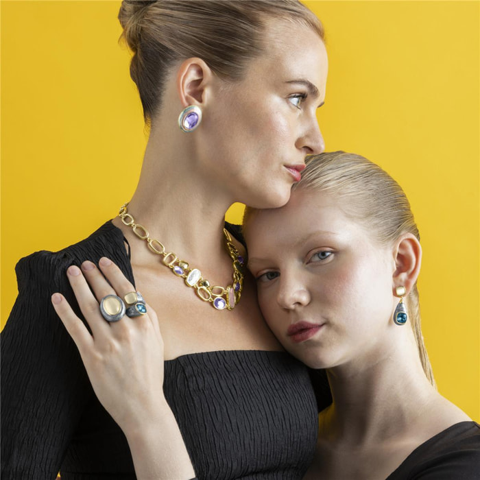 Collar con Lacado Multicolor acabado oro 18k