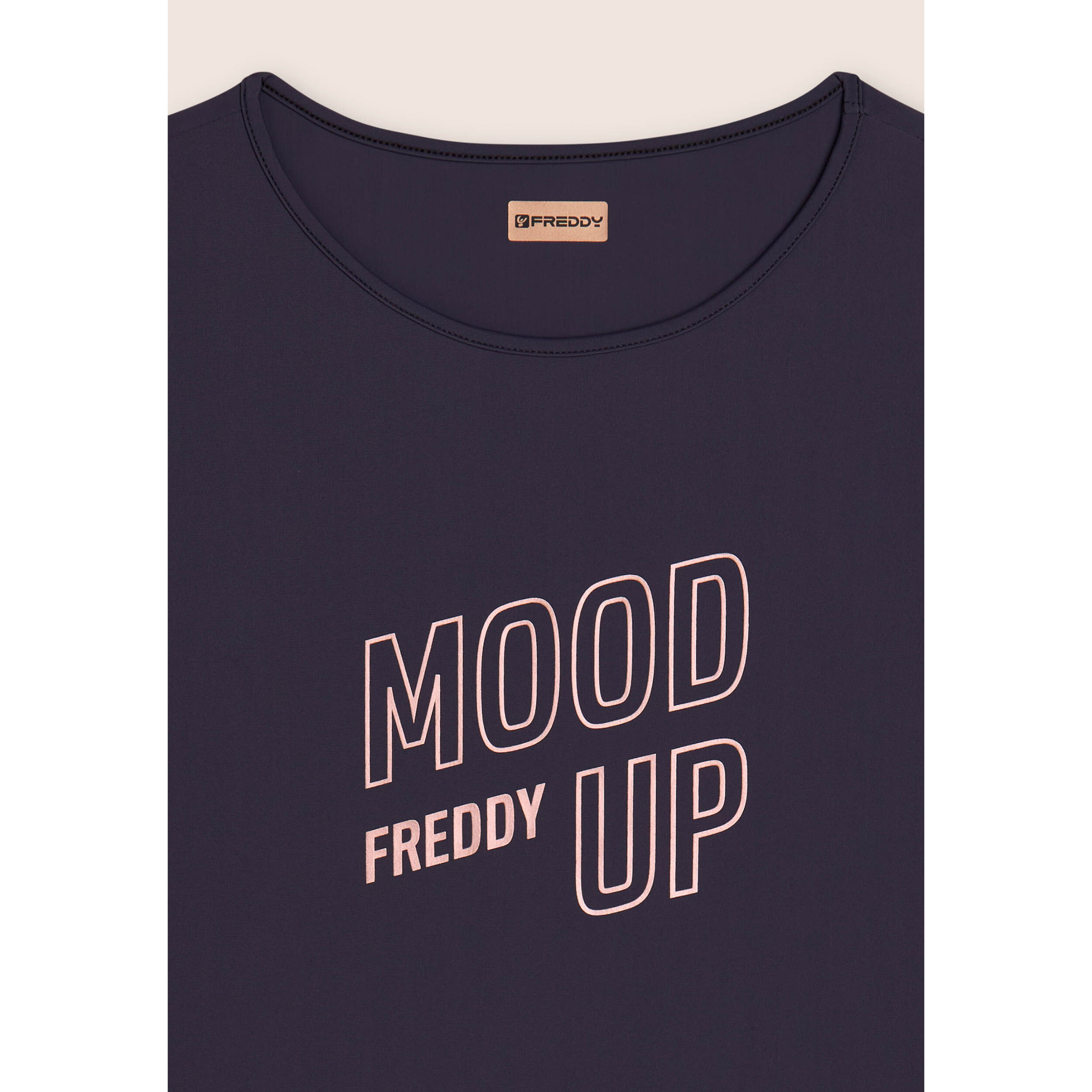 T-shirt cropped con maniche ampie e stampa Mood Up