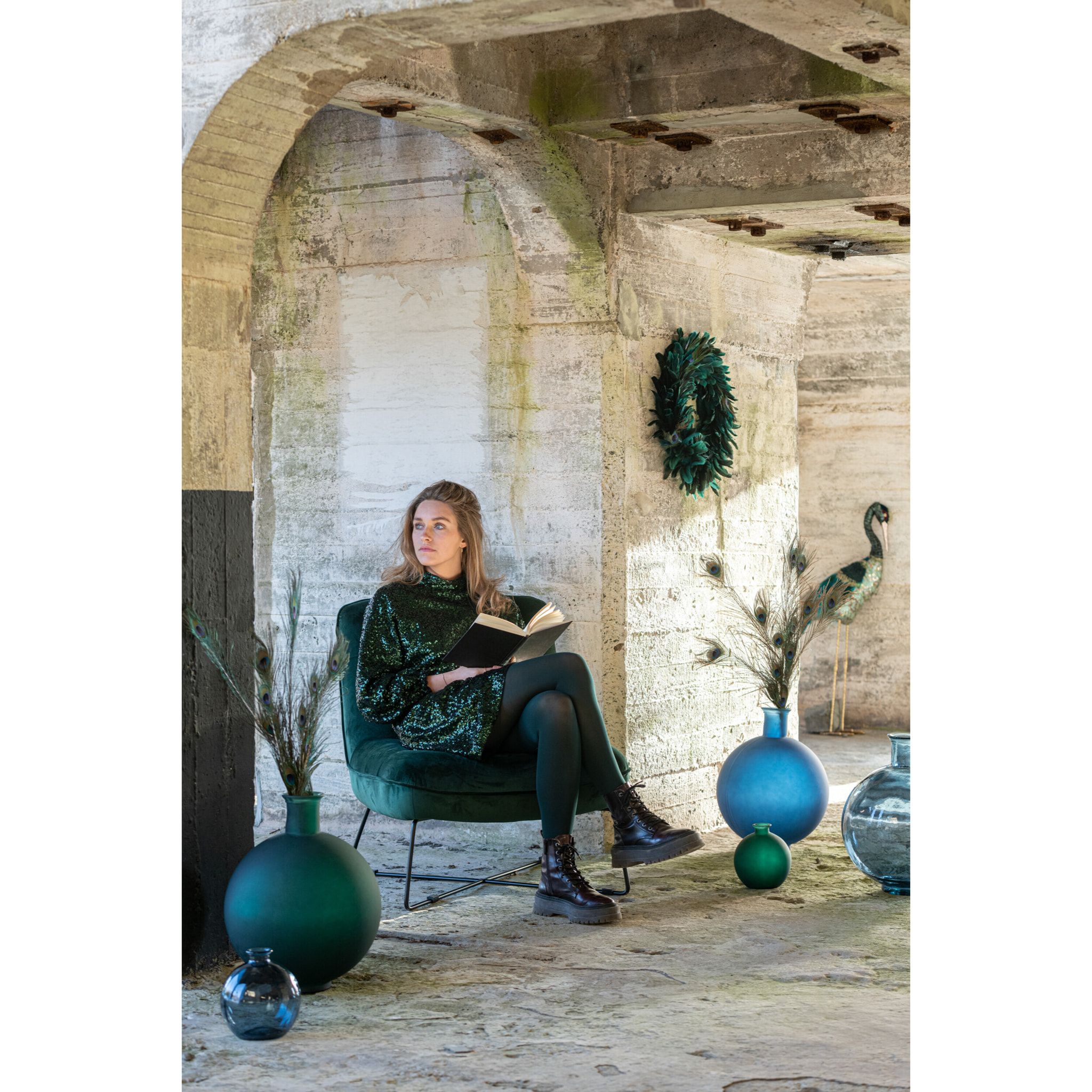 J-Line vase Boule - verre - vert - small - Ø 16 cm