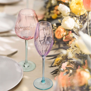 Ensemble 12 verres à pied et gobelets Swirly Spring - Cristal d'Arques