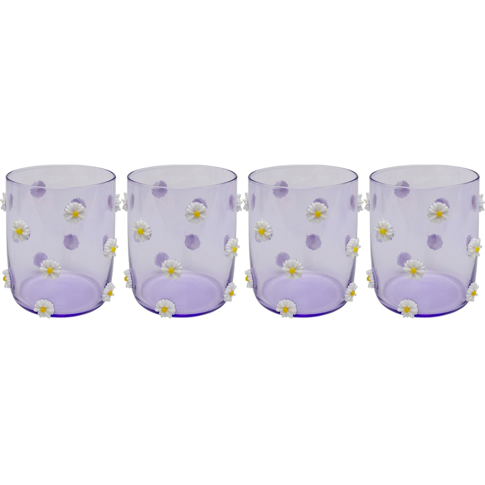 Verres à eau Party violets fleurs set de 4 Kare Design