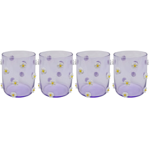 Verres à eau Party violets fleurs set de 4 Kare Design