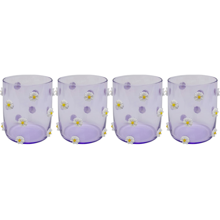 Verres à eau Party violets fleurs set de 4 Kare Design