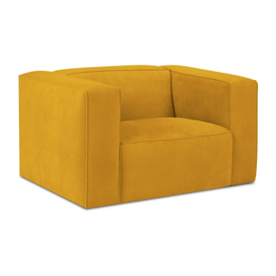 Fauteuil "Muse" en velours côtelé jaune