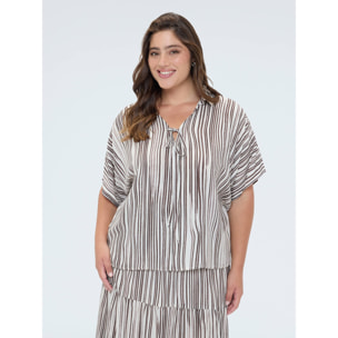 Fiorella Rubino - Blusa a righe in viscosa - Marrone