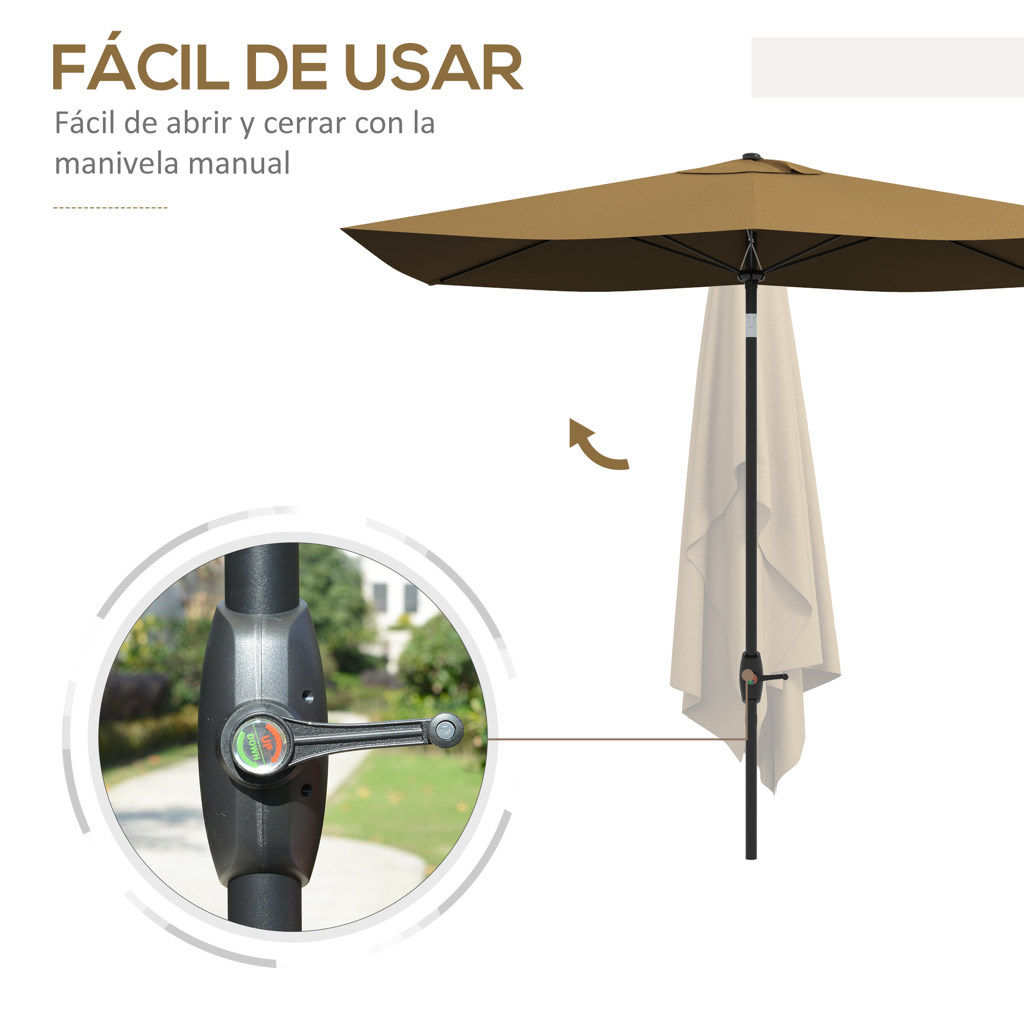 Sombrilla de Terraza Exterior 3x2 m Parasol de Terraza Exterior con Ángulo Ajustable Mástil de Aluminio y Protección UV 50+ Sombrilla para Jardín Patio Café