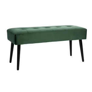 Banc design capitonné en tissu velours vert foncé et métal noir L96 cm GUESTA