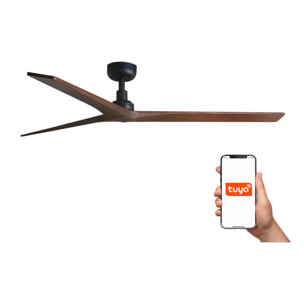 KLIM L Ventilateur de plafond noir/noyer TUYA