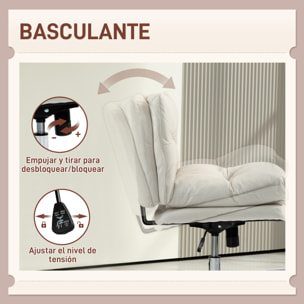 Silla de Escritorio sin Brazos Silla de Oficina con Altura Ajustable Función de Basculante Base Cruzada y Asiento Amplio Silla para Estudio Dormitorio Gris Claro