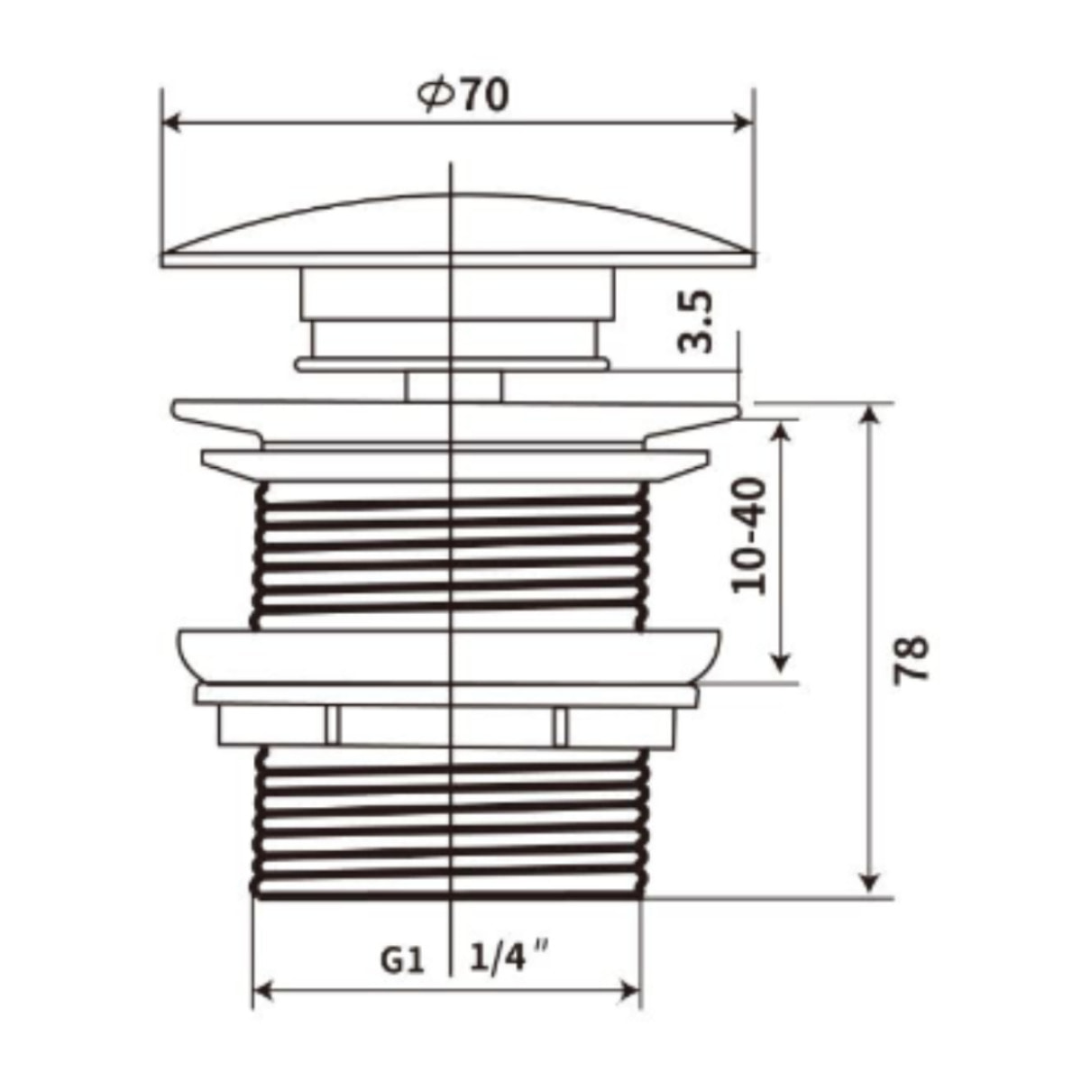 Bonde à écoulement libre Infinitio 5/4 " sans trop plein pour lavabos et vasques, bleu foncé mat (PZATKADBLM)