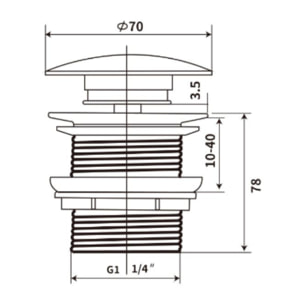 Bonde à écoulement libre Infinitio 5/4 " sans trop plein pour lavabos et vasques, bleu foncé mat (PZATKADBLM)