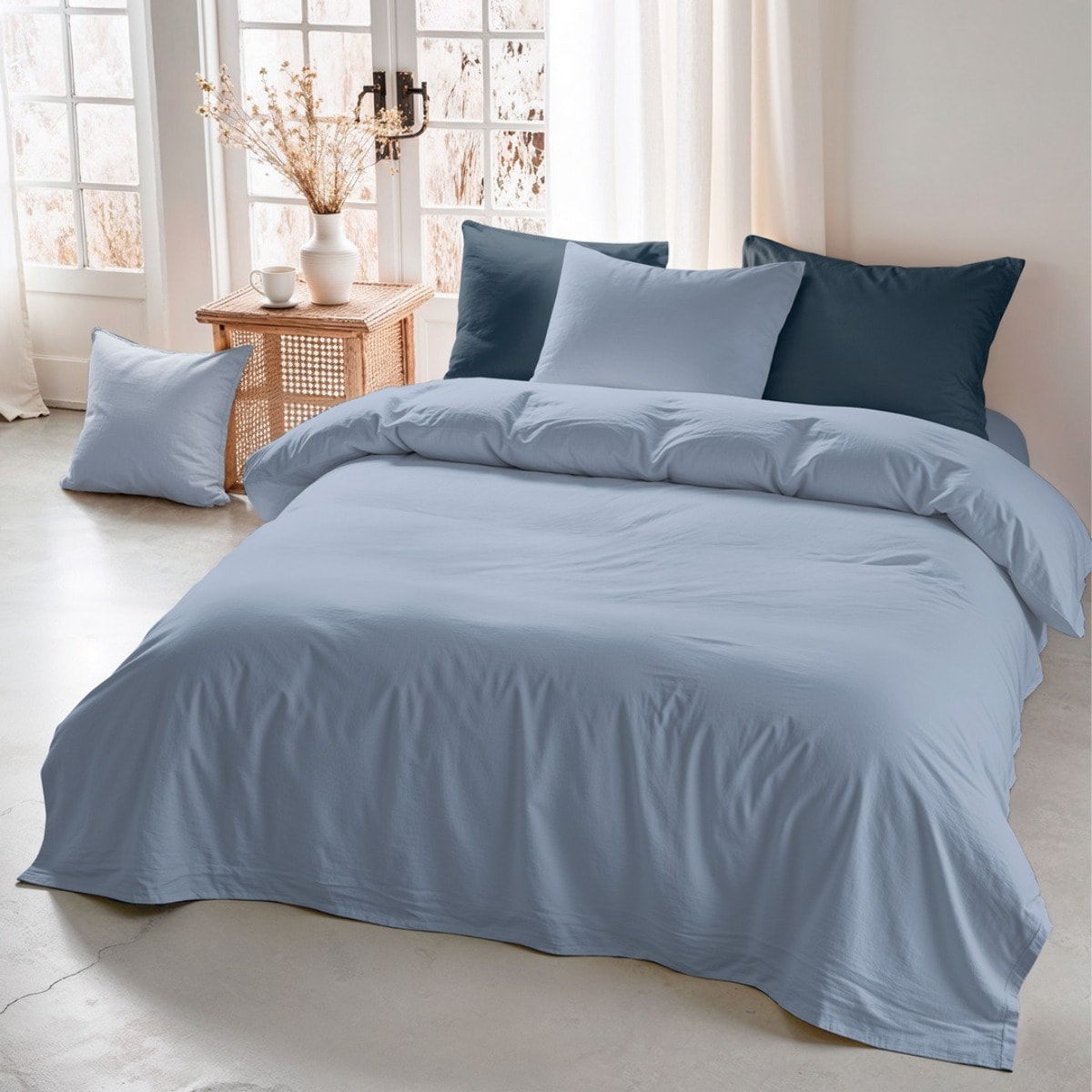 Housse de couette nordique bleue