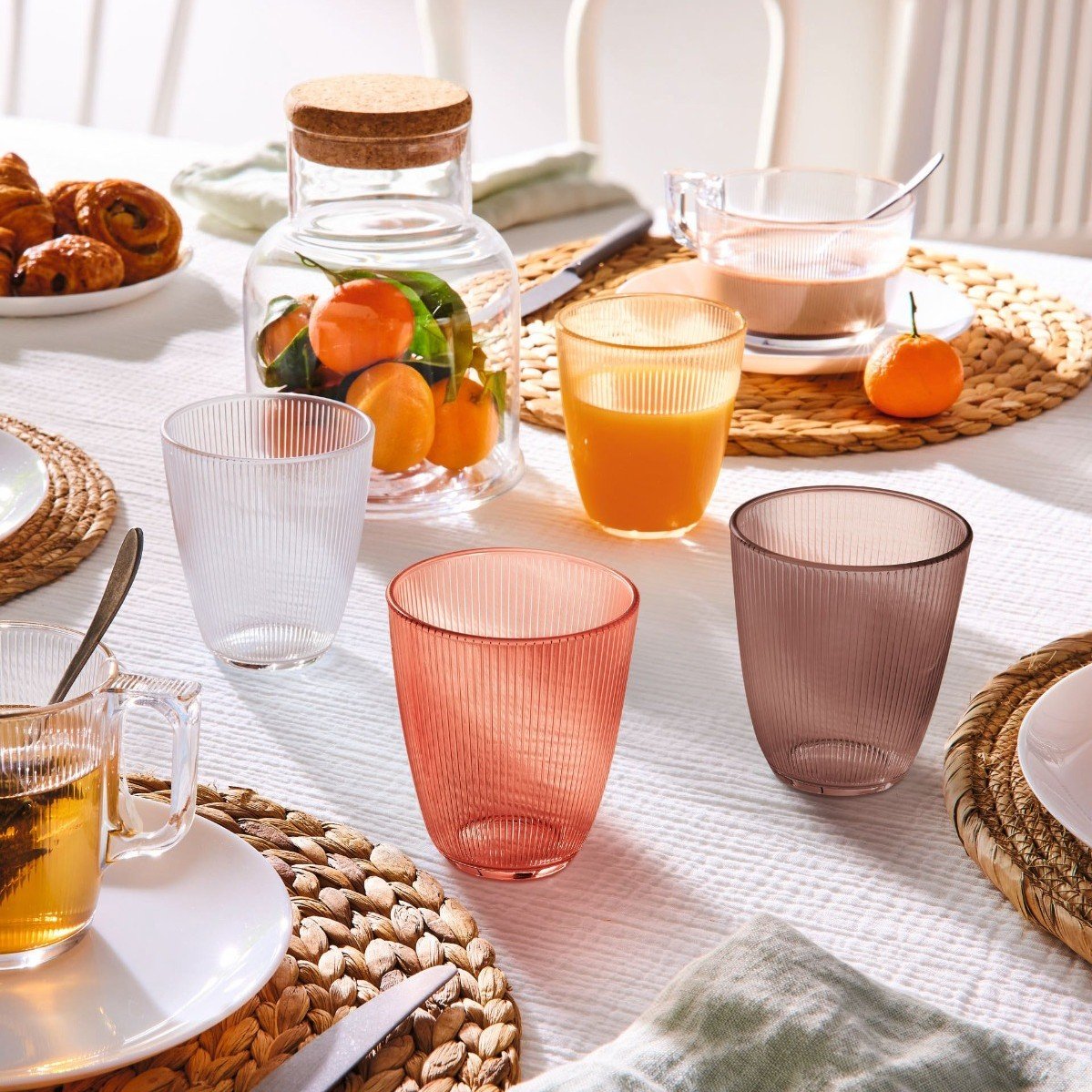 Jarra 1 L y 6 vasos naranjas 31 cl Stripy - Luminarc