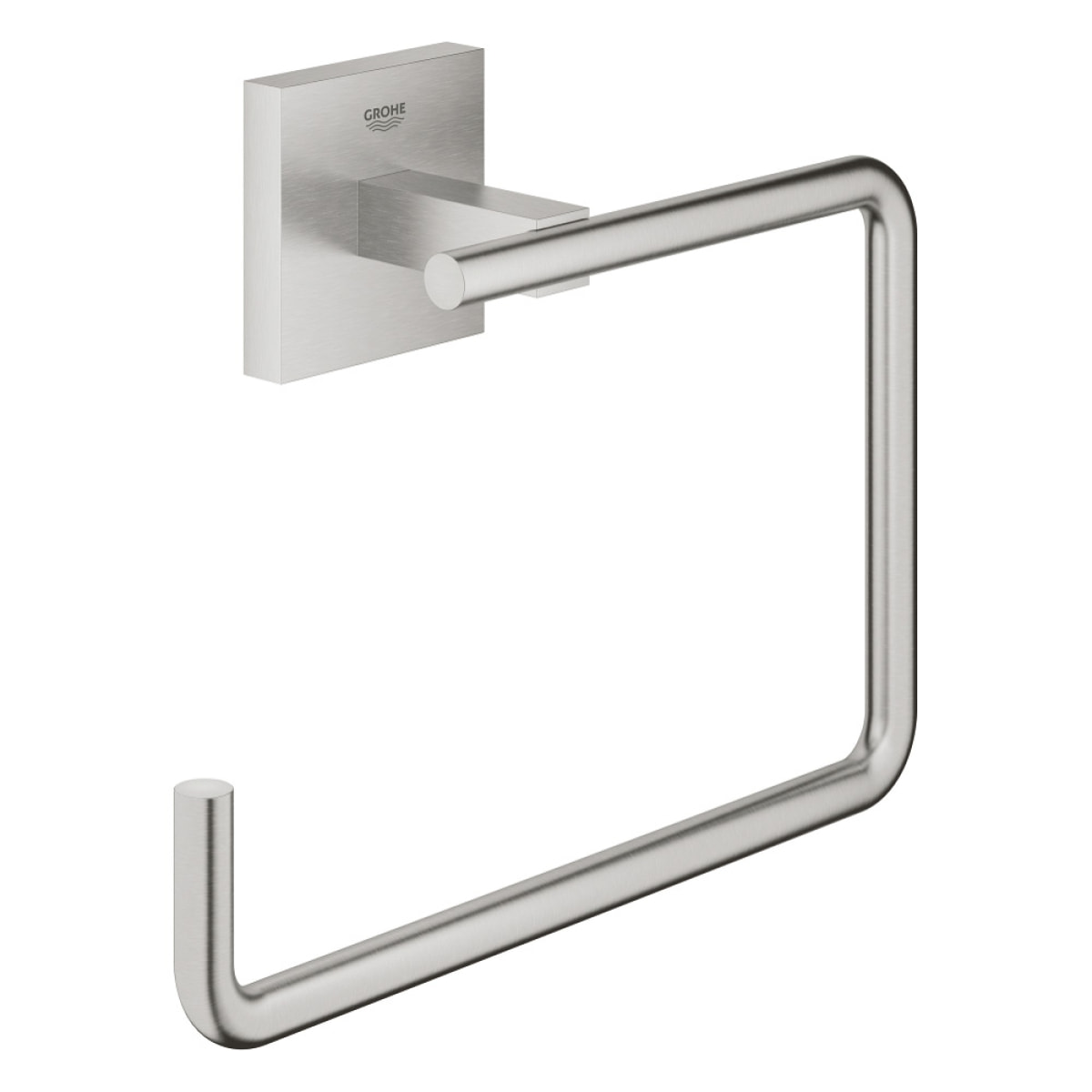 GROHE QuickFix - Start Cube - Anneau porte-serviette - Finition Supersteel 40975DC0 (à visser ou à coller)