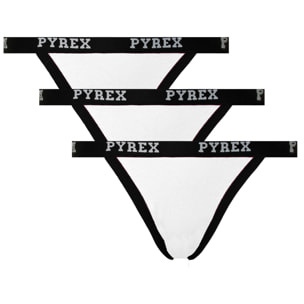 Tanga Donna Pyrex Cotone Bielastico Pacco da 3pz, Art.253800 Bianco
