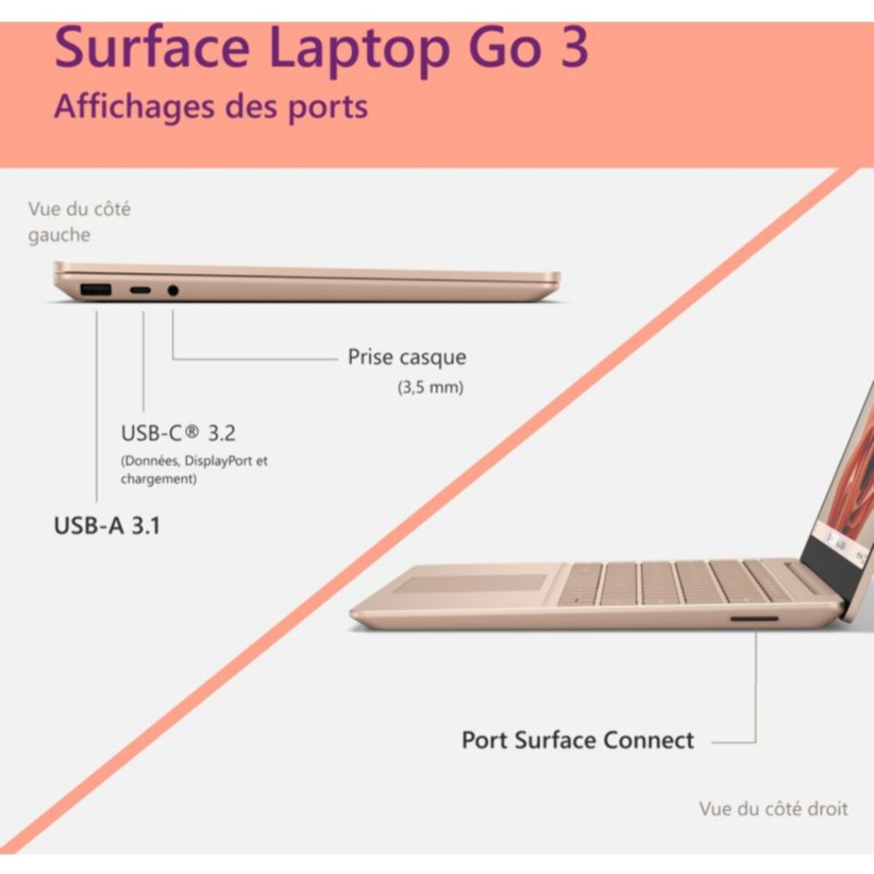 Ordinateur portable MICROSOFT Surface Laptop Go 3 i5-8-256 Sable