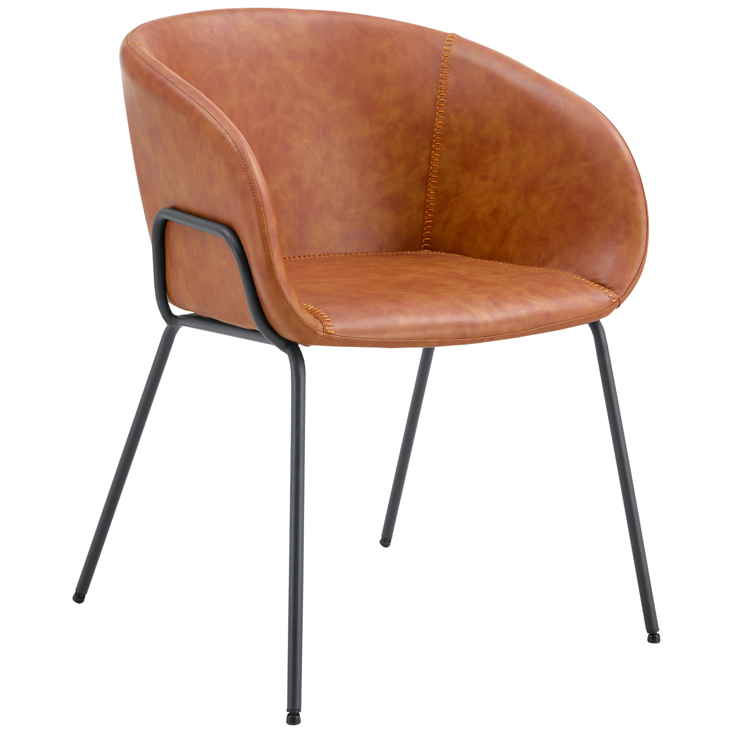 Lot de 2 chaises en simili cognac ANDRÉ