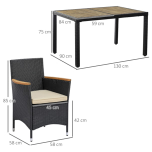 Salon de jardin 6 personnes – Table à manger – Fauteuils inclus