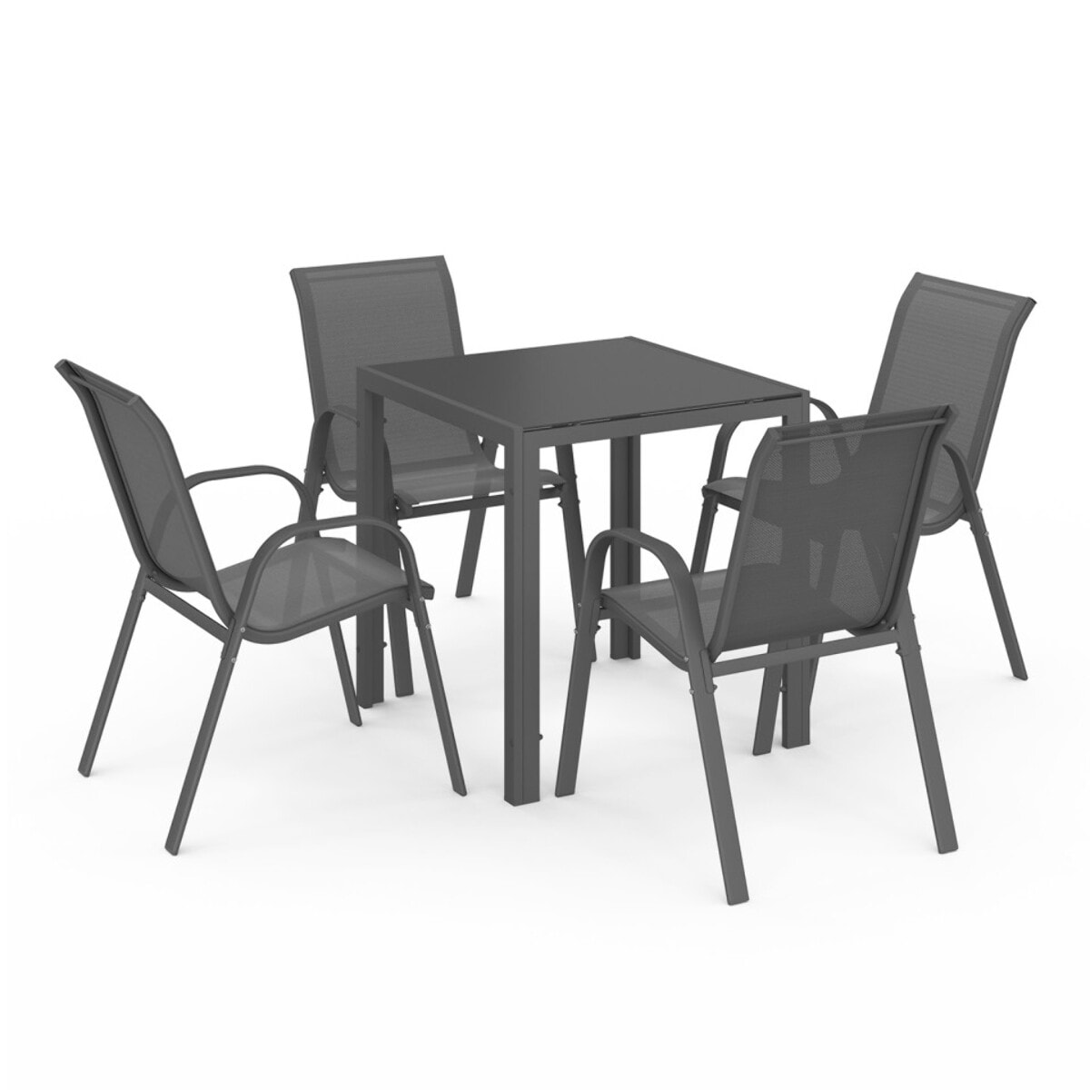 Ensemble repas Formentera 4 places gris