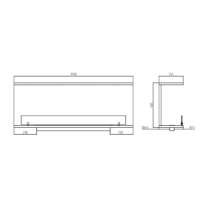 Trevi 120 - Camino a Bioetanolo da Incasso Trifacciale 120x45x24,5 cm con Bruciatore 1,25lt in Acciaio