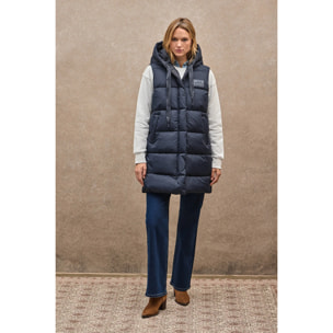 Gilet lungo reversibile blu marino con logo Polo Club