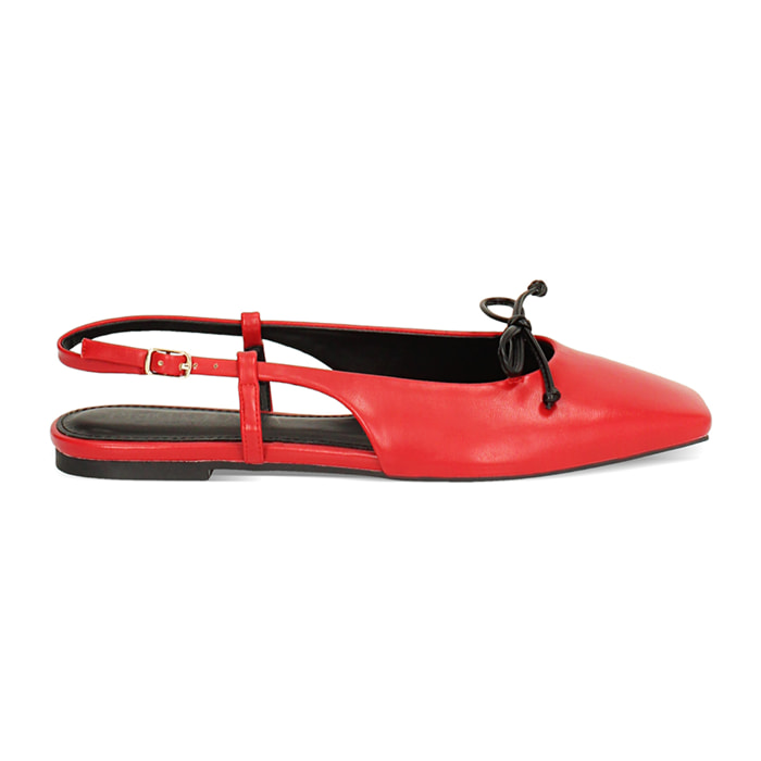 Zapatos planos slingback para mujer rojos simples
