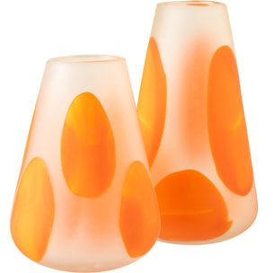 J-Line Photophore Pois - verre - orange foncé/transparent - large