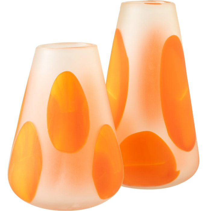 J-Line Photophore Pois - verre - orange foncé/transparent - large