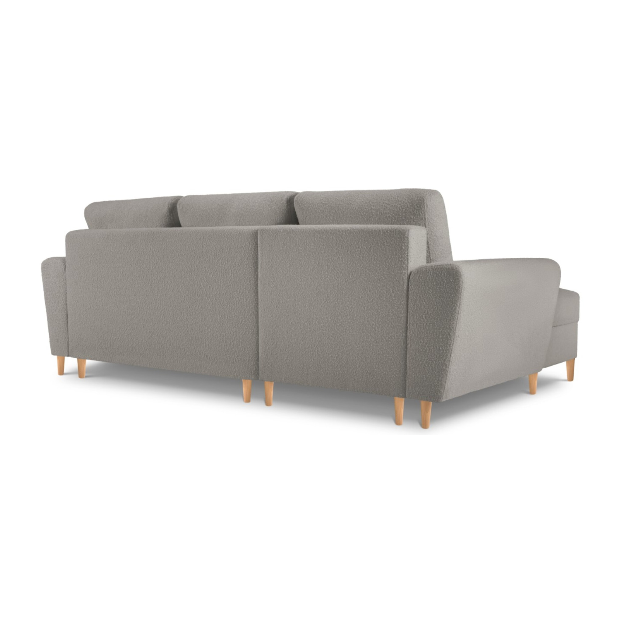 Canapé d'angle gauche convertible avec coffre de rangement "Kyoto" 4 places en bouclé gris