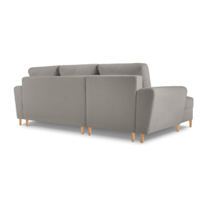 Canapé d'angle gauche convertible avec coffre de rangement "Kyoto" 4 places en bouclé gris