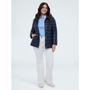 Fiorella Rubino - Piumino trapuntato con cintura annodata - Blu