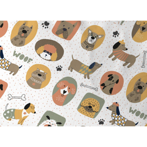 Copripiumino In 100% Cotone Disegno Cani 25
