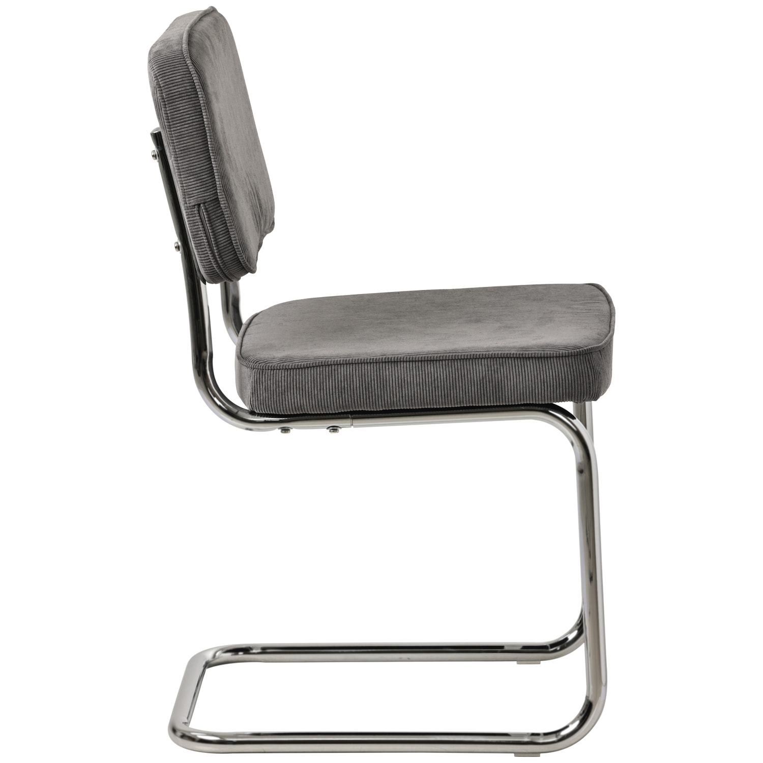 Lot de 2 chaises cantilever en velours côtelé gris MARIA
