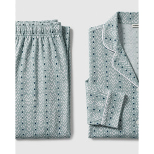 Pigiama lungo camicia in cotone a righe zuberi indaco